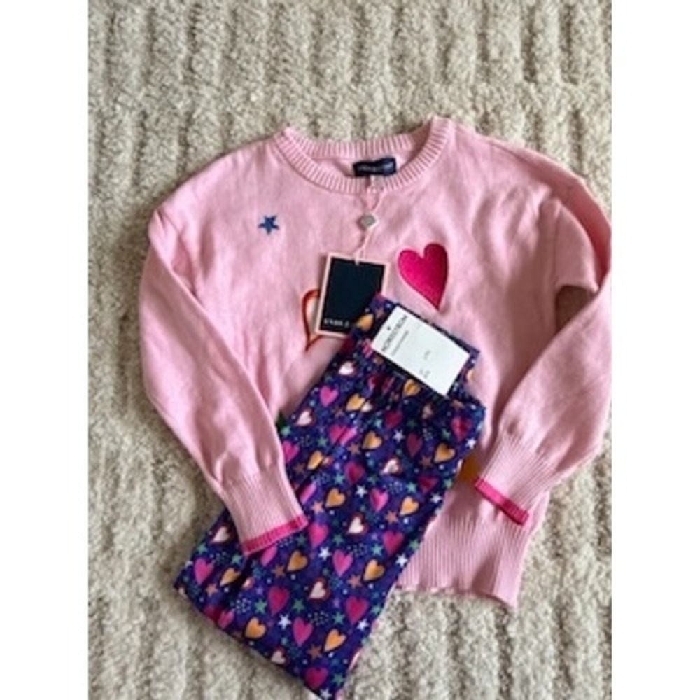 Andy & Evan Kids Pink Heart Star Knit Sweater and Leggings 2PC Set 4T NWT